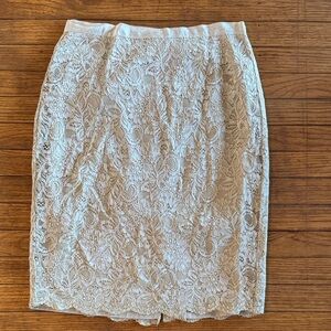 New York & Company Cream Lace Pencil Skirt